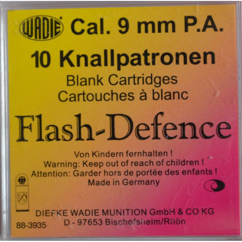 cartouches 9mm pa flash defence a blanc x10